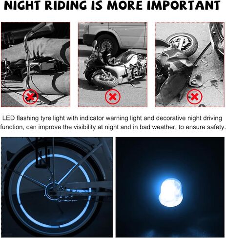 4 PCS LED Tire Valve Lights, Waterproof Light up Air Neon Bicycle Motorcycle Tyre Valve Flash Lights, Bike Truck Golf Cart Wheel Assemblies Lamp, Exterior Car Accessories (Red) in Kuwait
