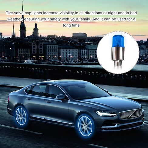 4 PCS LED Tire Valve Lights, Waterproof Light up Air Neon Bicycle Motorcycle Tyre Valve Flash Lights, Bike Truck Golf Cart Wheel Assemblies Lamp, Exterior Car Accessories (Red) in Kuwait