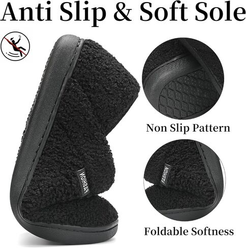Mens Slippers Womens House Shoes Closed Back House Slippers Warm Fuzzy Slides Indoor Outdoor with Fleece in Saudi Arabia