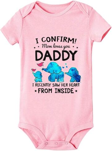 I Confirm Mom Loves You Daddy Onesie Cute Baby Bodysuit Rompers Short/Long Sleeve Jumpsuit in Kuwait