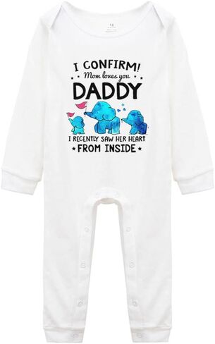 I Confirm Mom Loves You Daddy Onesie Cute Baby Bodysuit Rompers Short/Long Sleeve Jumpsuit in Kuwait