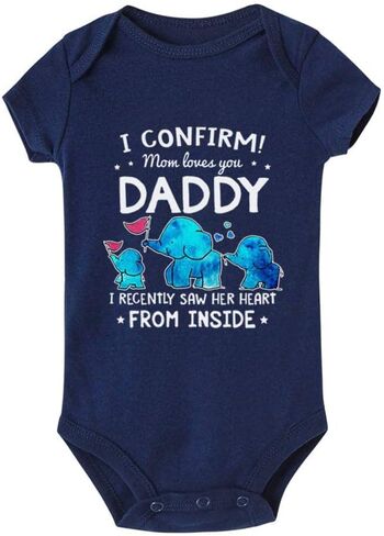 I Confirm Mom Loves You Daddy Onesie Cute Baby Bodysuit Rompers Short/Long Sleeve Jumpsuit in Kuwait