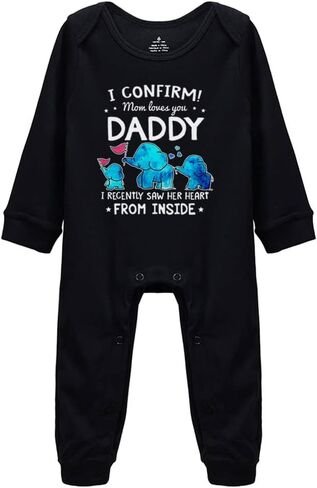 I Confirm Mom Loves You Daddy Onesie Cute Baby Bodysuit Rompers Short/Long Sleeve Jumpsuit in Kuwait