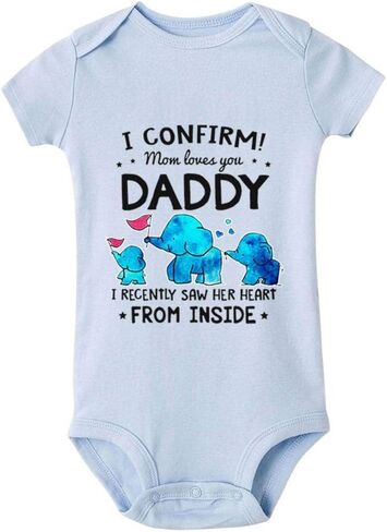 I Confirm Mom Loves You Daddy Onesie Cute Baby Bodysuit Rompers Short/Long Sleeve Jumpsuit in Kuwait