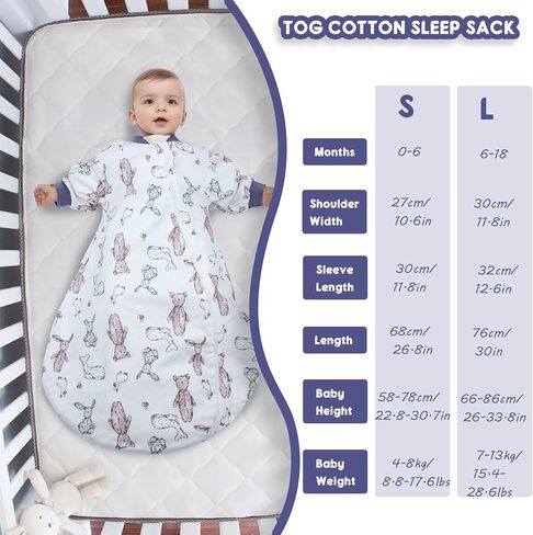 Miracle Baby Sleep Sack 1.5 Tog, Four Season Baby Wearable Blanket, Long Sleeve Sleeping Sack for Toddler 0-18 Months in Kuwait
