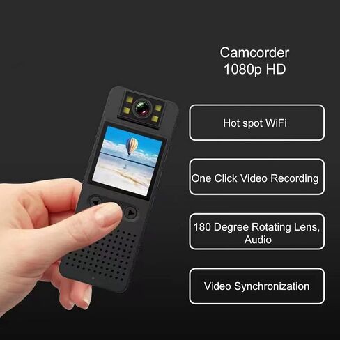 Portable Body Camera, 180 Degree Rotating Lens HD Camcorder, Noise Filtering 256GB Memory Back Clip Video Recorder, for Law Enforcement Security in Saudi Arabia