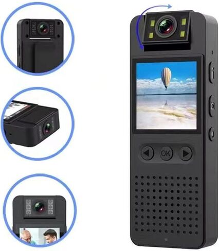 Portable Body Camera, 180 Degree Rotating Lens HD Camcorder, Noise Filtering 256GB Memory Back Clip Video Recorder, for Law Enforcement Security in Saudi Arabia