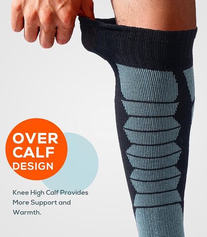 Merino Wool Socks for Skiing, Snowboarding, Winter Outdoors, Over the Calf, Warm Thermal Socks for Cold Weather in Kuwait