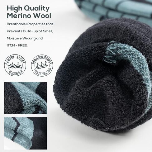 Merino Wool Socks for Skiing, Snowboarding, Winter Outdoors, Over the Calf, Warm Thermal Socks for Cold Weather in Kuwait