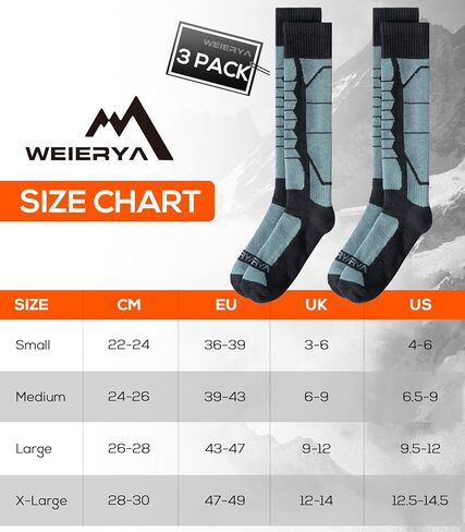 Merino Wool Socks for Skiing, Snowboarding, Winter Outdoors, Over the Calf, Warm Thermal Socks for Cold Weather in Kuwait