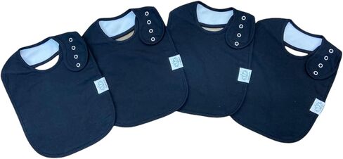 Toddler Organic Cotton Adjustable Bibs 4 Pack, Black in Saudi Arabia