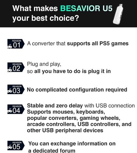 محاكي محول U5 لوحدة تحكم ألعاب PS5 - متوافق مع أجهزة XIM Matrix APEX REASNOWS1 Titan المتنوعة لتشغيل جميع ألعاب PS5 in Saudi Arabia