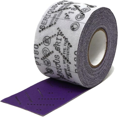 180 Grit Hook & Loop Ceramic Sandpaper Roll - 70mm x 12m Multi-Hole Dustless Abrasive Roll for Automotive, Wood, and Metal Sanding - Ideal for Body Repair and Paint Preparation in Kuwait