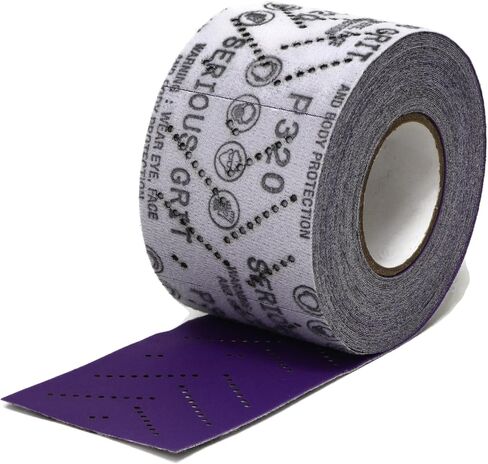 180 Grit Hook & Loop Ceramic Sandpaper Roll - 70mm x 12m Multi-Hole Dustless Abrasive Roll for Automotive, Wood, and Metal Sanding - Ideal for Body Repair and Paint Preparation in Kuwait