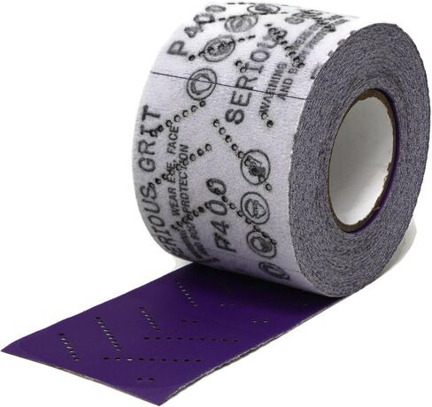 180 Grit Hook & Loop Ceramic Sandpaper Roll - 70mm x 12m Multi-Hole Dustless Abrasive Roll for Automotive, Wood, and Metal Sanding - Ideal for Body Repair and Paint Preparation in Kuwait