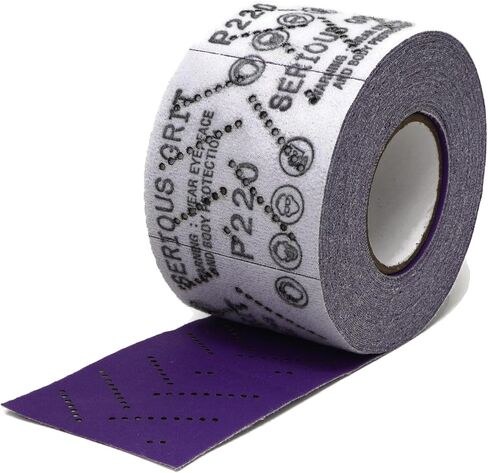 180 Grit Hook & Loop Ceramic Sandpaper Roll - 70mm x 12m Multi-Hole Dustless Abrasive Roll for Automotive, Wood, and Metal Sanding - Ideal for Body Repair and Paint Preparation in Kuwait