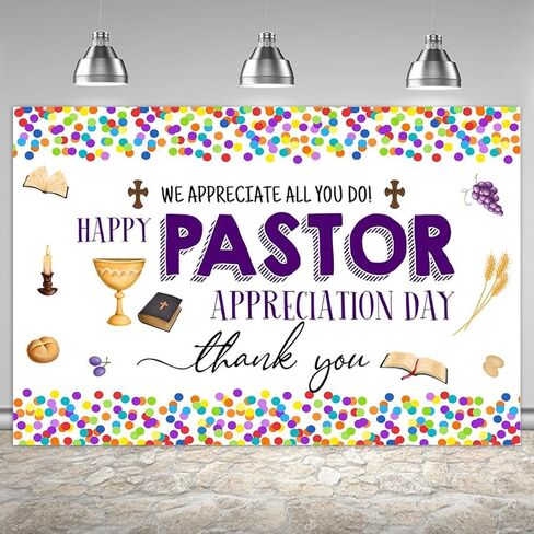 يوم تقدير القس راية زينة الخلفيات الهدايا للرجال، شكرًا لك على كل ما تفعله، نحن نقدر لك تسجيل جدار ديكور الحفلات لوازم التصوير الفوتوغرافي خلفية الصورة كشك 7x5ft in Kuwait