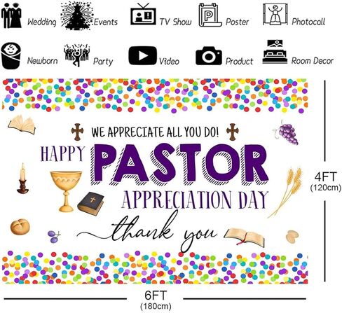 يوم تقدير القس راية زينة الخلفيات الهدايا للرجال، شكرًا لك على كل ما تفعله، نحن نقدر لك تسجيل جدار ديكور الحفلات لوازم التصوير الفوتوغرافي خلفية الصورة كشك 7x5ft in Kuwait
