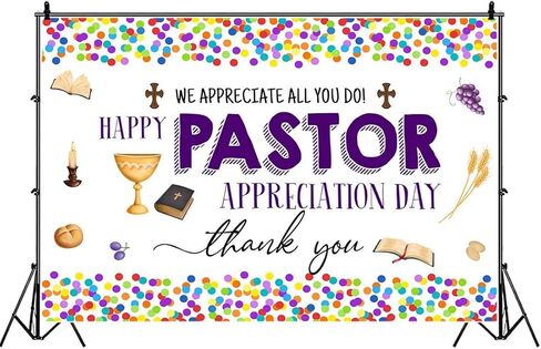 يوم تقدير القس راية زينة الخلفيات الهدايا للرجال، شكرًا لك على كل ما تفعله، نحن نقدر لك تسجيل جدار ديكور الحفلات لوازم التصوير الفوتوغرافي خلفية الصورة كشك 7x5ft in Kuwait