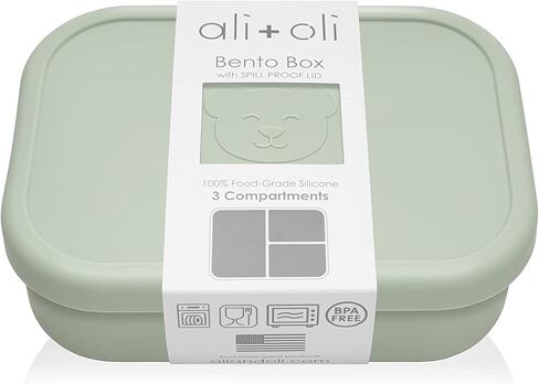 Ali+Oli Silicone Bento Box (Rose) Lunch Box for Kids, Toddlers, Preschoolers & Adults | BPA-Free and Spill-Proof | Ideal for School, and On-the-Go Meals | Durable Container for Snacks in Kuwait