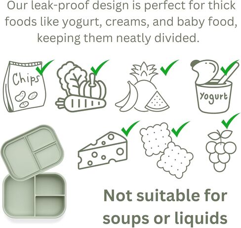 Ali+Oli Silicone Bento Box (Rose) Lunch Box for Kids, Toddlers, Preschoolers & Adults | BPA-Free and Spill-Proof | Ideal for School, and On-the-Go Meals | Durable Container for Snacks in Kuwait