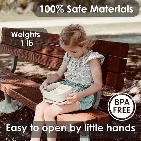 Ali+Oli Silicone Bento Box (Rose) Lunch Box for Kids, Toddlers, Preschoolers & Adults | BPA-Free and Spill-Proof | Ideal for School, and On-the-Go Meals | Durable Container for Snacks in Kuwait