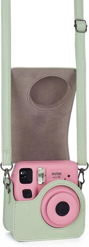 Phetium Instant mini SE Protective Camera Case Compatible with Instax Mini SE Film Camera, PU Leather Cover Bag with Pocket and Adjustable Shoulder Strap (Pink) in Saudi Arabia