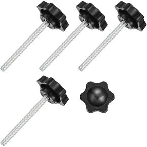 uxcell 5Pcs Star Knobs, M8x35mm Plastic Hex Shaped Clamping Handle Screw Knobs, Hand Tightening Star Screw Knob for Machinery Umbrella Base Replacement