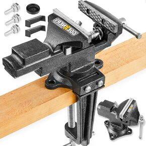 [Upgraded] Multi-Purpose Bench Vise 4-1/2", Table Vice For Workbench, Universal Clamping Vise With Heavy Duty Cast Iron, Multi-Jaw, Swivel Base, Easy Adjustment for Woodworking, Workshop DIY Uses