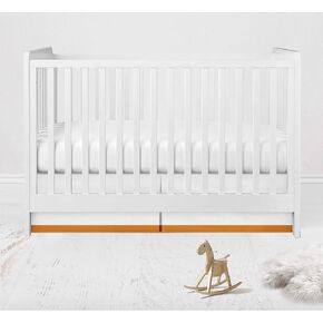 Bacati - Mix N Match White with Band at Bottom Crib Skirt (White/Orange)