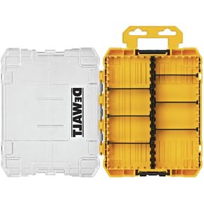 DEWALT TSTAK Tool Box, 8-Compartments, Clear Lid Organizer, Side Latches for Easy Connection, Removable Compartments for Small Tools and Accessories(DWAN2190),Yellow