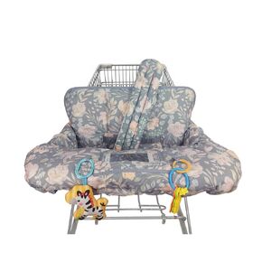 ICOPUCA Shopping Cart Cover for Baby, 2 in 1 cart Cover for Babies N high Chair Cover, Padded Grocery cart seat Cover for Baby Girl boy, with 1" Thick/Removable/Reversible Cushion, Flowers;