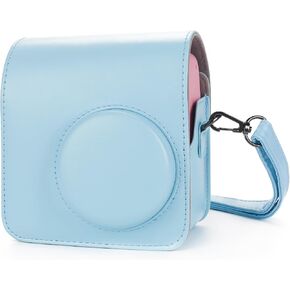 Phetium Instant mini SE Protective Camera Case Compatible with Instax Mini SE Film Camera, PU Leather Cover Bag with Pocket and Adjustable Shoulder Strap (Seafoam Green)