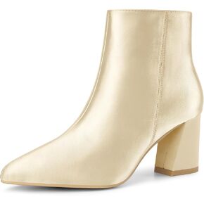 Perphy Pointed Toe Chunky Heel Satin Ankle Boots for Women