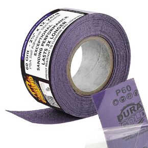 Dura-Gold Premium 80 Grit PSA Purple Film Ceramic Longboard Sandpaper, 2-3/4" Wide Continuous 20 Yard Roll - Self Adhesive Stickyback for Auto & Wood Air File Long Board Sanders, Hand Sanding Blocks