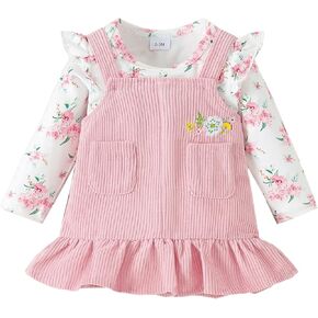 Mioglrie Baby Girl Clothes Cute Newborn Outfits for Girls Fall Winter Clothes Long Sleeve Romper Skirt Set Baby Girls Dress
