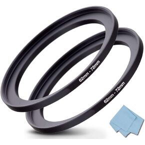 62mm-72mm Step Up Ring 62mm Lens to 72mm Filter (2 Pack), WH1916 Camera Lens Filter Adapter Ring Lens Converter Accessories