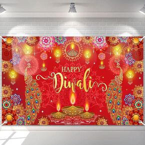 Avezano Happy Diwali Banner Diwali Backdrop for India Festival Decorations Indian Diwali Decorations Banner and Supplies for Home Party 70.8 x 43.3 Inch