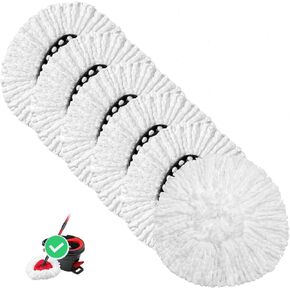 6 Pack Mop Replacement Heads Compatible withO-Ceda EasyWring RinseClean Triangle Spin Mop 1 Tank System Microfiber Spin Mop Refills, Easy Cleaning Mop Head Replacement 100% Microfiber Mop Refill Heads