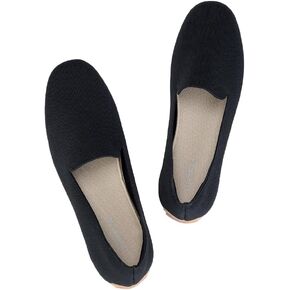 UOUA Knit Loafers for Women Driving Moccasins Penny Shoes Slip-On Walking Boat Shoes
