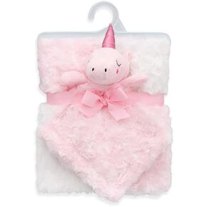 Ultra Soft Pink Swirl Rosette Baby Girl Blanket with Unicorn Security Blanket 2-Piece Gift Set