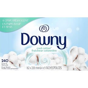 Downy Dryer Sheets Laundry Fabric Softener, Cool Cotton, 240 Count