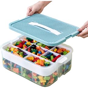 Toys Organizer Storage Case Plastic Storage Container Box for Lego Stackable Building Block Playroom Organization Bin for Lego, Board Games, Craft Supplies