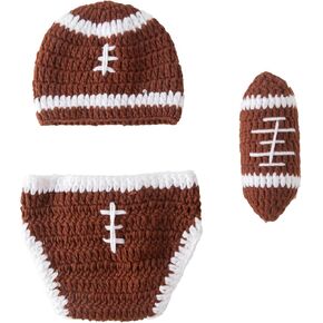 Jastore Baby Photography Props Football Cap Newborn Boy Girl Photo Shoot Outfits Crochet Costume Infant Knitted Hat Sets