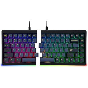 MD770 RGB BT5.0 Glaze Blue TKL Ergonomic Mechanical Keyboard, 75% Split Layout, Cherry MX, PBT DoubleShot Keycap, Mac/Windows OS Compatible- Cherry Silent Red