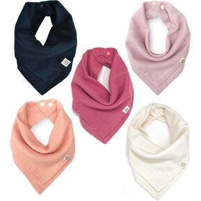 Kishu Baby Indi - GOTS Organic Muslin Bandana Drool Bibs - Set of 5 (Inspiration Bundle)