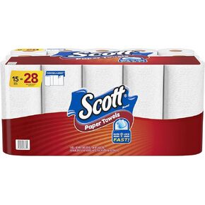 Scott Paper Towels, Choose-A-Sheet - 30 Mega Rolls (2 Packs of 15) = 56 Regular Rolls (102 Sheets Per Roll)