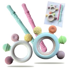 Ecliff Baby Teething Sticks for Babies 0-12 Months - Soft Silicone Baby Teether Stick for Instant Soothing Gum Relief - BPA Free Baby Teething Straws, Baby Teething Tubes, Chew Safe Baby Teething Toys