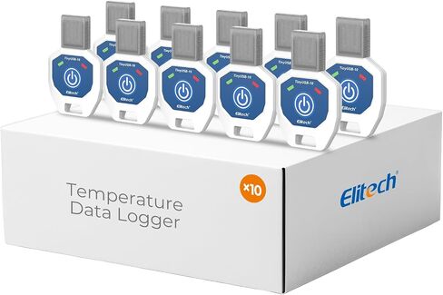 Elitech 2 Pack Temperature Data Logger Single Use 90 Days in-Transit Trip Disposable Temperature Recorder PDF Report Tiny but Elite TinyUSB -10～40℃ in Kuwait