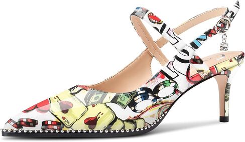 Castamere Mid Kitten Heels for Women Ankle Strap Slingback Beaded Pumps Close Pointed Toe Adjustable Buckle Dress Heeled Sandals 2.6 Inches Heels in Kuwait